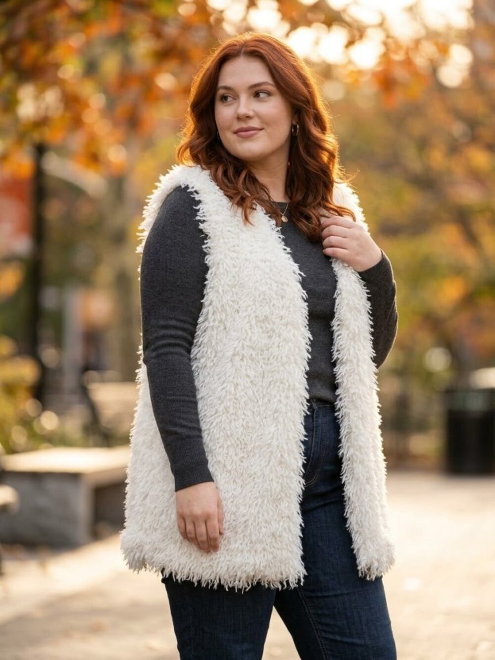 BONGO White Shaggy Faux Fur Vest - 3X size - Vintage - NEW WITH TAGS
